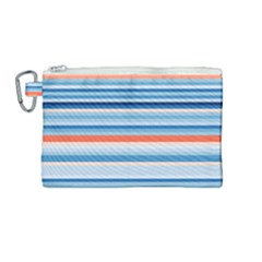 Blue And Coral Stripe 2 Canvas Cosmetic Bag (Medium)