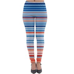 Blue And Coral Stripe 2 Lightweight Velour Leggings