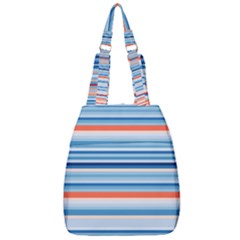 Blue And Coral Stripe 2 Center Zip Backpack