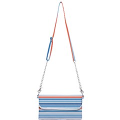 Blue And Coral Stripe 2 Mini Crossbody Handbag