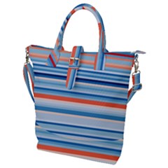 Blue And Coral Stripe 2 Buckle Top Tote Bag