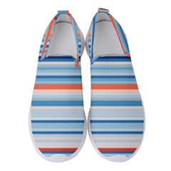 Blue And Coral Stripe 2 Women s Slip On Sneakers