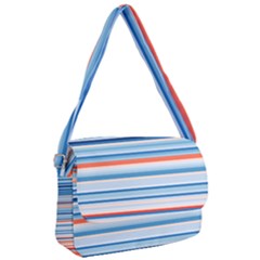 Blue And Coral Stripe 2 Courier Bag