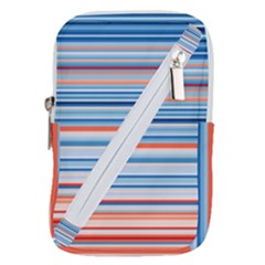 Blue And Coral Stripe 2 Belt Pouch Bag (small) by dressshop