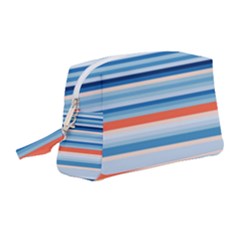 Blue And Coral Stripe 2 Wristlet Pouch Bag (Medium)