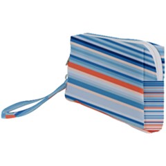 Blue And Coral Stripe 2 Wristlet Pouch Bag (Small)