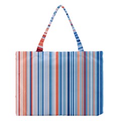 Blue And Coral Stripe 1 Medium Tote Bag by dressshop