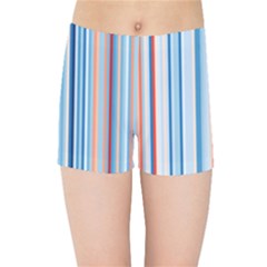 Blue And Coral Stripe 1 Kids  Sports Shorts by dressshop