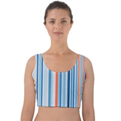 Blue And Coral Stripe 1 Velvet Crop Top by dressshop