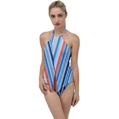 Blue And Coral Stripe 1 Go With The Flow One Piece Swimsuit by dressshop