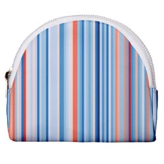 Blue And Coral Stripe 1 Horseshoe Style Canvas Pouch by dressshop