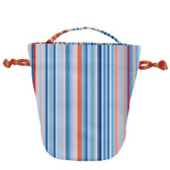 Blue And Coral Stripe 1 Drawstring Bucket Bag by dressshop