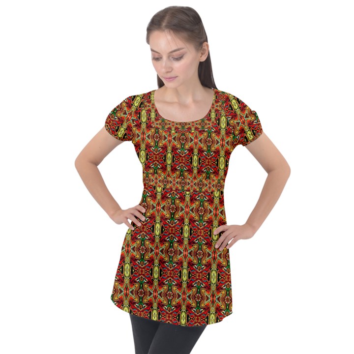 F 4 Puff Sleeve Tunic Top