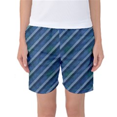 Blue Stripped Pattern Women s Basketball Shorts by designsbyamerianna