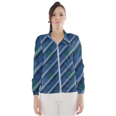 Blue Stripped Pattern Women s Windbreaker by designsbyamerianna