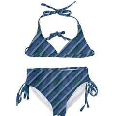 Blue Stripped Pattern Kids  Classic Bikini Set by designsbyamerianna