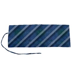 Blue Stripped Pattern Roll Up Canvas Pencil Holder (s) by designsbyamerianna