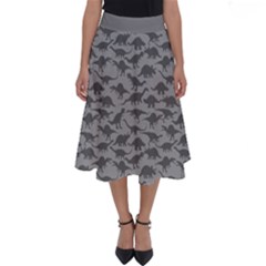 Gray A Pattern With Dinosaur Silouettes Perfect Length Midi Skirt Perfect Length Midi Skirt by HamsterChick