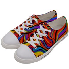Gemrose Rainbow Swirl Pastel Artz Women s Low Top Canvas Sneakers by RLProject