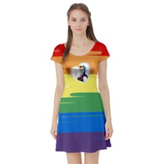 Rainbow Hair Short Sleeve Skater Dress by JadehawksAnD