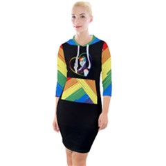 Rainbow Hair Quarter Sleeve Hood Bodycon Dress