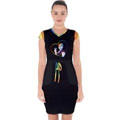 Rainbow Hair Capsleeve Drawstring Dress  by JadehawksAnD
