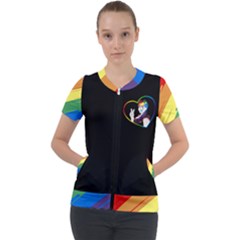 Rainbow Hair Short Sleeve Zip Up Jacket by JadehawksAnD