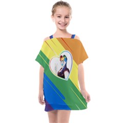 Rainbow Hair Kids  One Piece Chiffon Dress