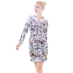 Lady Of The Flowers - By Larenard Studios Button Long Sleeve Dress by LaRenard