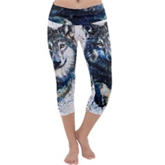 Gray Wolf - Forest King Capri Yoga Leggings