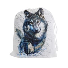 Gray Wolf - Forest King Drawstring Pouch (xxl) by kot737