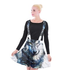 Gray Wolf - Forest King Suspender Skater Skirt by kot737