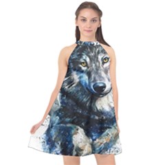 Gray Wolf - Forest King Halter Neckline Chiffon Dress  by kot737