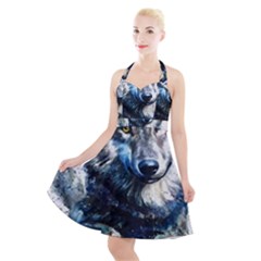 Gray Wolf - Forest King Halter Party Swing Dress  by kot737