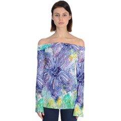 Original Abstract Art Off Shoulder Long Sleeve Top by scharamo