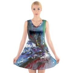 Original Abstract Art V-neck Sleeveless Dress