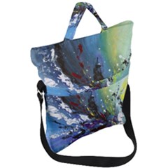 Original Abstract Art Fold Over Handle Tote Bag by scharamo