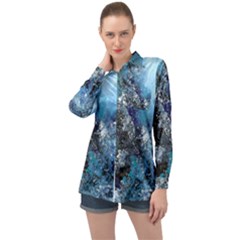 Original Abstract Art Long Sleeve Satin Shirt