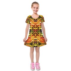 Mosaic Structure Grain Mode Kids  Short Sleeve Velvet Dress by Pakrebo