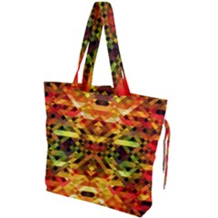 Mosaic Structure Grain Mode Drawstring Tote Bag by Pakrebo