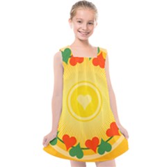 Mandala Floral Round Circles Kids  Cross Back Dress