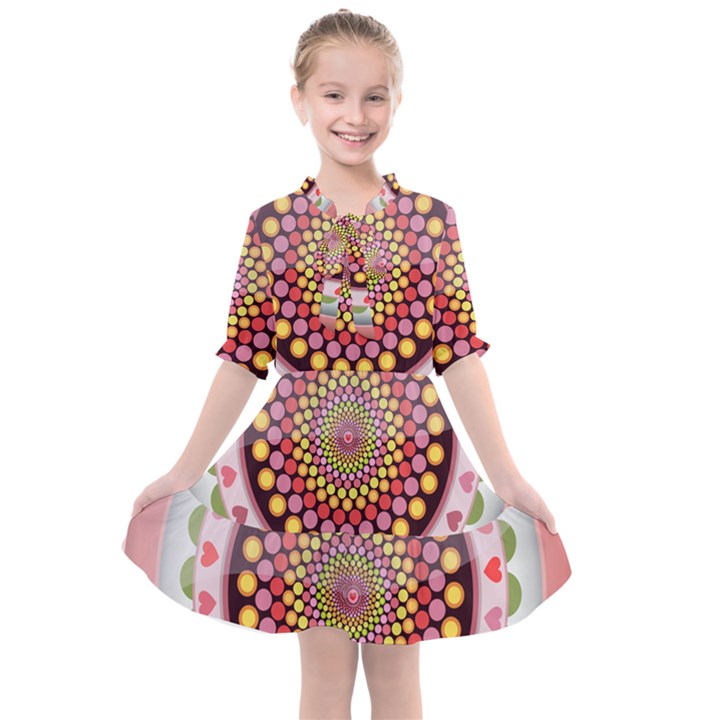 Mandala Zentangle Floral Round Kids  All Frills Chiffon Dress