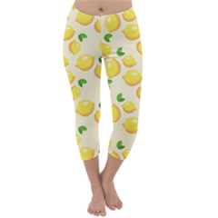 Fruits Template Lemons Yellow Capri Winter Leggings  by Pakrebo