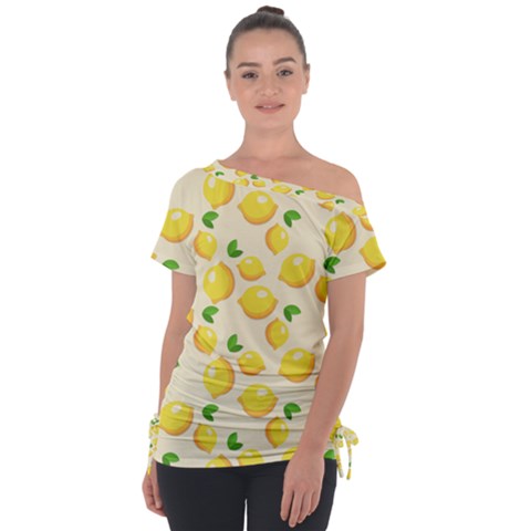 Fruits Template Lemons Yellow Tie-up Tee by Pakrebo