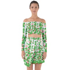 Flowering Vine Vine Ivy Flowers Off Shoulder Top with Skirt Set