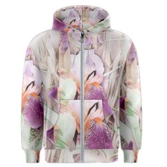 Iris Digital Painting Flower Pastel Men s Zipper Hoodie