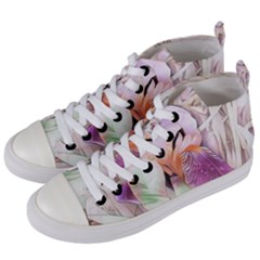 Iris Digital Painting Flower Pastel Women s Mid-top Canvas Sneakers by Pakrebo
