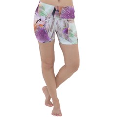 Iris Digital Painting Flower Pastel Lightweight Velour Yoga Shorts