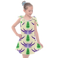 Thistles Purple Flora Flowering Kids  Tie Up Tunic Dress by Pakrebo