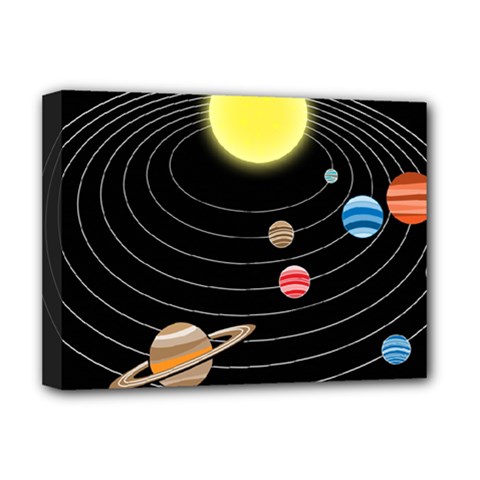 Solar System Planets Sun Space Deluxe Canvas 16  X 12  (stretched)  by Pakrebo